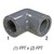 90° Elbow, 1/4in FPT x 1/4in FPT, PVC SCH80, Gray