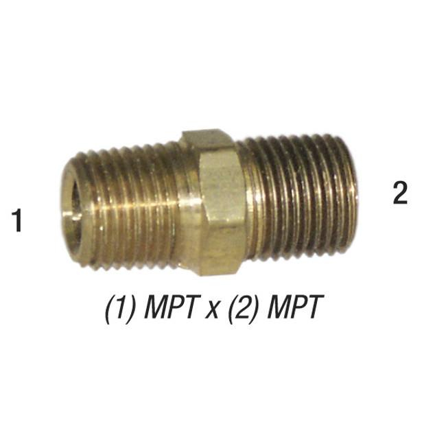 Hex Nipple, 1/8in MPT x 1/8in MPT, Brass, 28-211
