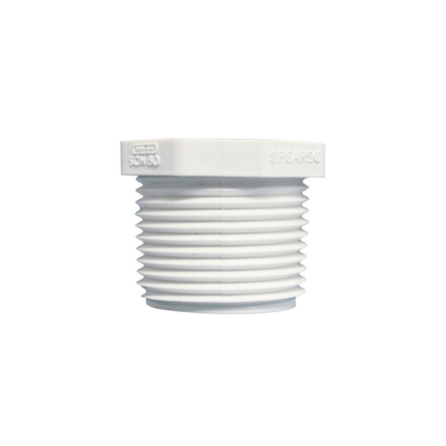 Reducer Bushing, 1in MPT x 1/2in FPT, PVC SCH40, White