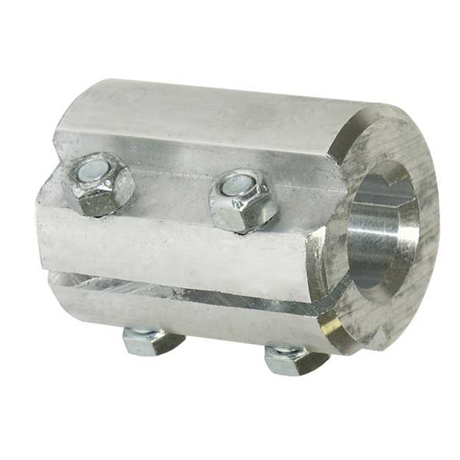 2-Bolt Split Coupler, 1in x 1in Bore with Hardware, Aluminum