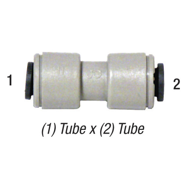 John Guest Straight Union Connector, 1/2in Tube x 1/2in Tube, 150PSI @ 73ºF, Poly, PI0416S