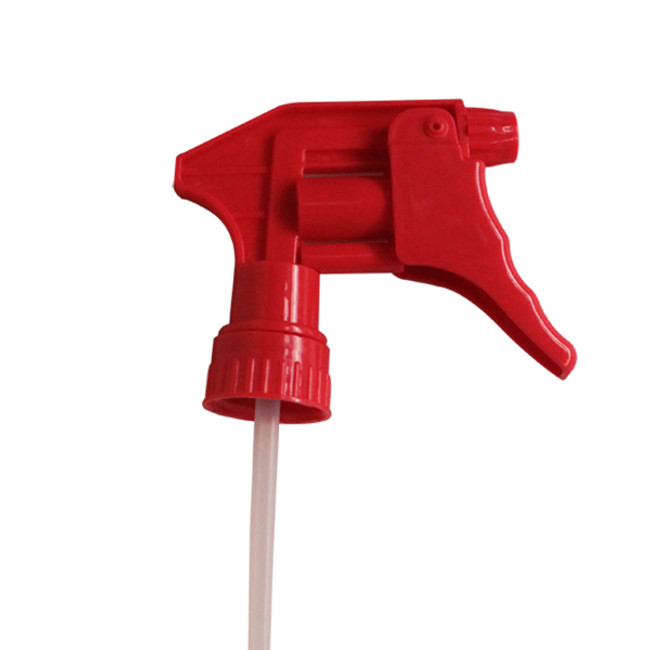 Plastic Chemical Resistant Spray Bottle Trigger, 9-1/4in Dip Tube, Standard 28/400mm Neck, Red, 92-710