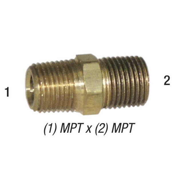 Hex Nipple, 1/2in MPT x 1/2in MPT, Brass, 28-214