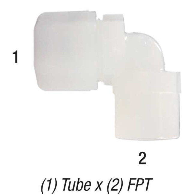 Female Elbow, 1/4in Tube x 1/4in FPT, Thermoplastic, Parker Fast-Tite N4FE4