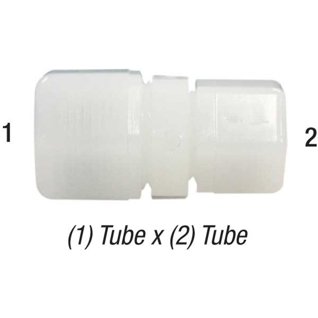 Union Connector, 3/8in Tube x 1/4in Tube, Thermoplastic, Parker Fast-Tite N6UC4