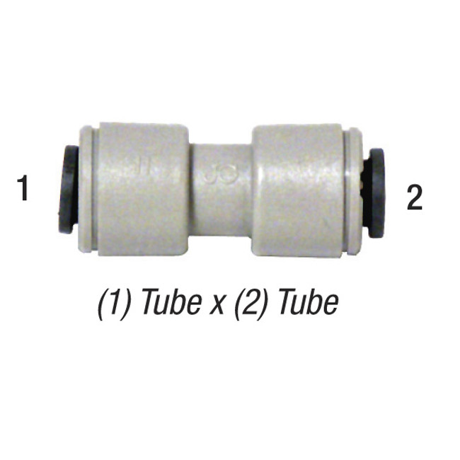 John Guest Straight Union Connector, 3/8in Tube x 3/8in Tube, 150PSI @ 73ºF, Poly, PI0412S