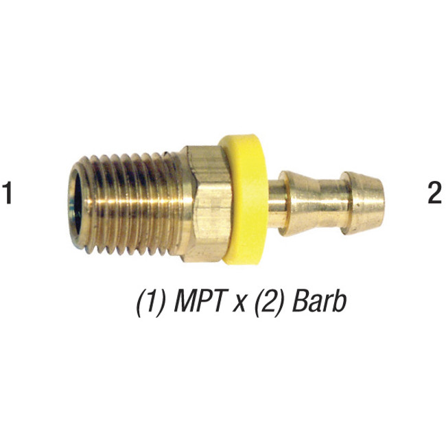 Lock-On Adapter, 3/8in MPT x 1/2in Barb, Brass