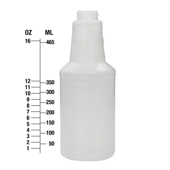 16oz Plastic Bottles with Molded Graduations, 7in H, High Density Polyethylene, 92-724