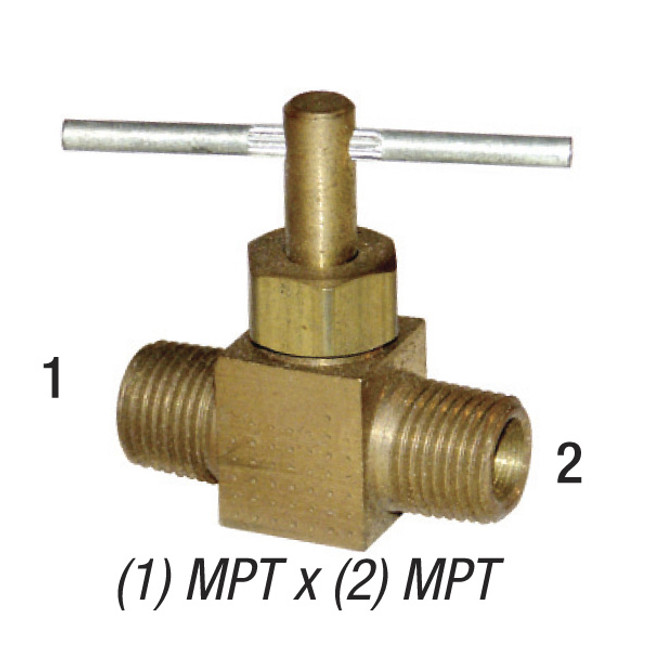 Needle Valve, 1/4in MPT x 1/4in MPT, -45° to +250°F, Brass