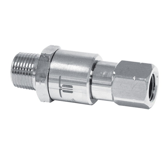 Mosmatic In-LIne Swivel, 3/8in MPT x 3/8in FPT, 2.7in L, 4000PSI, 30RPM, 250°F, Stainless Steel, DGV Series 32.564