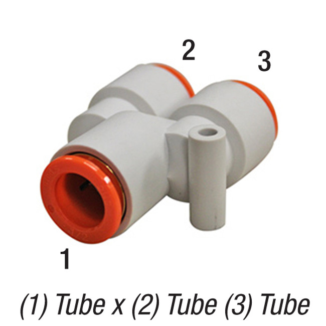 Y Union 2-Way Divider, 1/2in Tube x 1/2in Tube x 1/2in Tube, 145PSI, Pack of 10, SMC One Touch Fitting KQ2U13-00A
