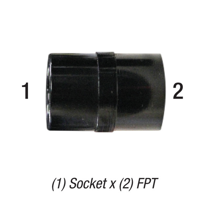 Coupler, 1/2in SLP Socket x 1/2in FPT, PVC SCH40, Black