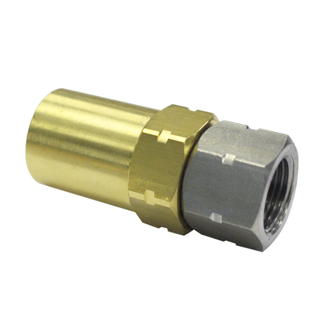 In-LIne Hose Swivel, 3/8in FPT x 3/8in FPT, 42GPM, 5070PSI, 300°F, Brass, Suttner ST-301