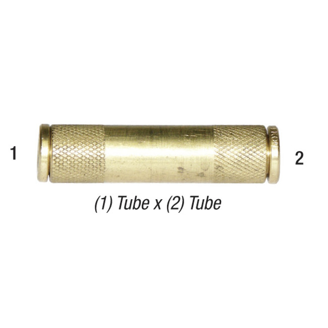 Straight Union Push-In Fittings, 1/4in Tube x 1/4in Tube, 285PSI, 0°-150°F, Brass, 20-019