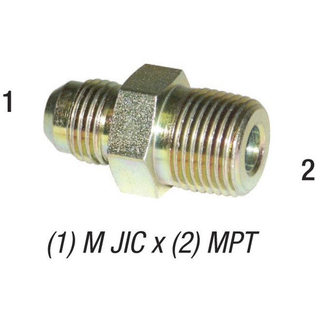 Male Connector, 3/8in Male JIC x 3/8in MPT, Steel Zinc Coated, 2404-6-6