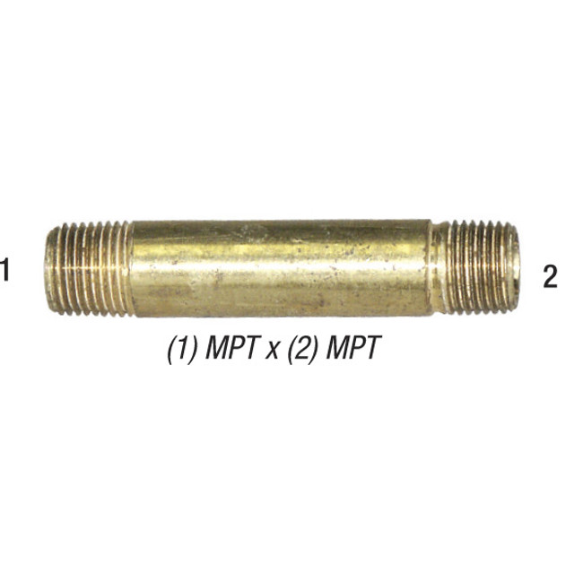 Nipple, 1/4in MPT x 3-1/2in L, Brass, 40-025