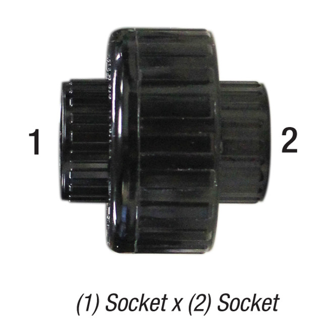 Union, 1/2in SLP Socket x 1/2in SLP Socket, PVC SCH40, Black