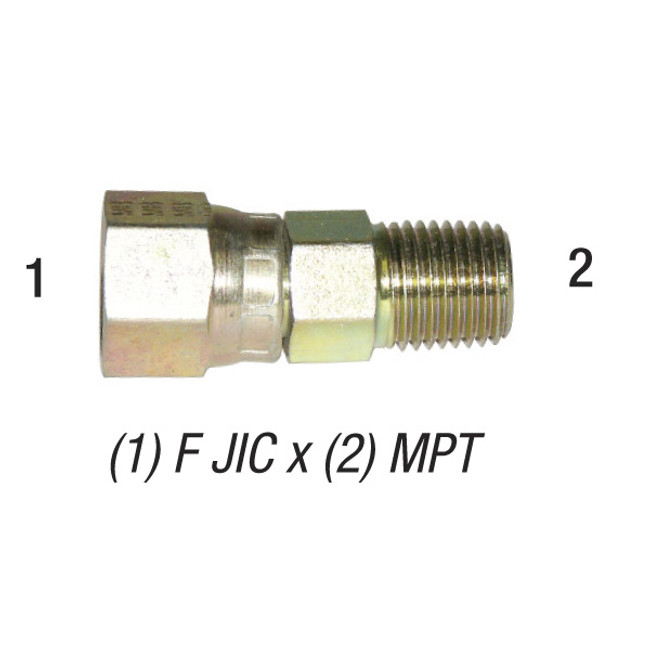Swivel Connector, 1/4in MPT x 3/8in F JIC, Steel Zinc Coated, 6505-4-6