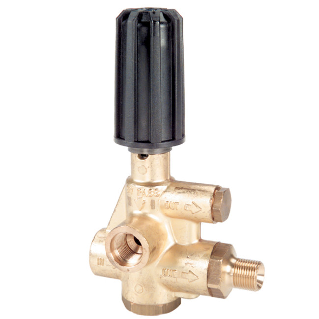 Adjustable Trapped Pressure Unloader Regulator, 3/8in BSP-F Inlet, 1/4in BSP-F and 3/8in BSP-M Outlet, (2) 3/8in BSP-F Bypass, 10.8GPM, 3000PSI, 195°F, General Pump ZKHM