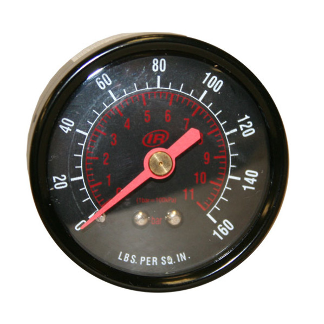 Pressure Gauge, Non-Liquid Filled, 1/4in MPT Rear Mount, 0-160PSI, Polycarbonate Lens, 1-1/2in Dia. Face