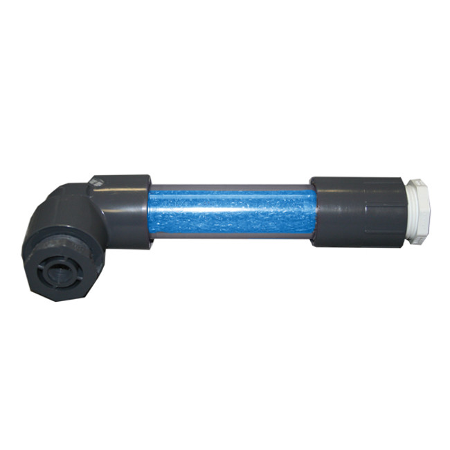 Foam Chamber Tube, 1in Clear Pipe, 1/2in FPT Inlet x 1/4in FPT Outlet, PVC SCH40