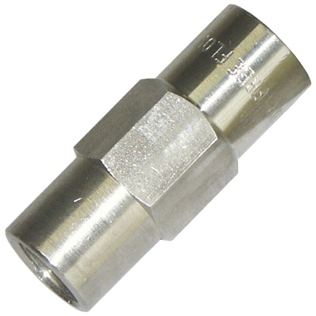 Check Valve with Viton O-Ring, 3/8in FPT x 3/8in FPT, 8GPM, 3500PSI, Stainless Steel, Fluid Controls CV600