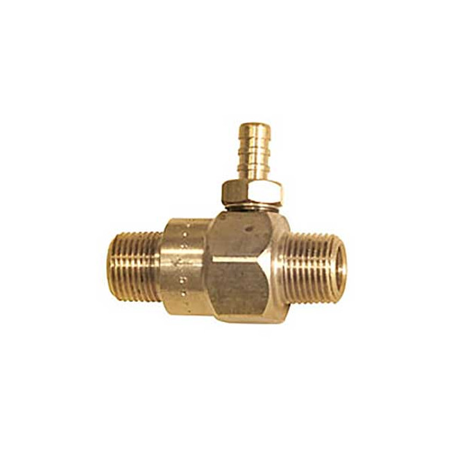 Injector, Acid Maxi-Flow Non-Adjustable, 3/8in MPT x 3/8in MPT, 1-2GPM, 3000PSI, Brass Body, J.E. Adams A7296