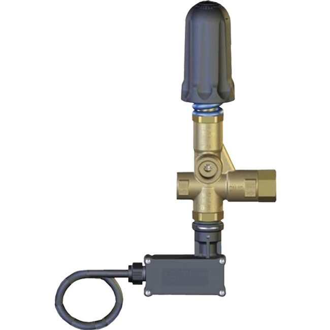Trapped Pressure Unloader with Knob, (2) 3/8in FPT Inlet, 3/8in FPT Outlet, (2) 3/8in FPT Bypass, 10.5GPM, 4500PSI, 195°F, General Pump PULSAR4KHPMS