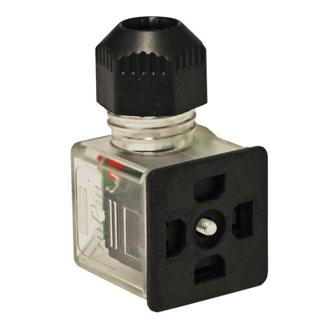 DIN Valve Connector Plug, A Style, 24V/120VAC, Amber LED