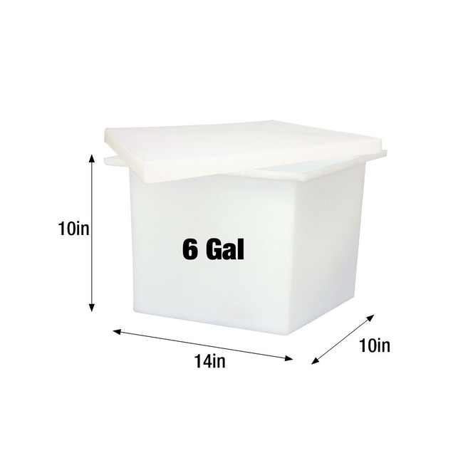 6-Gallon Open Top Rectangular Solution Tank with Lid, 10in L x 14in W x 10in H