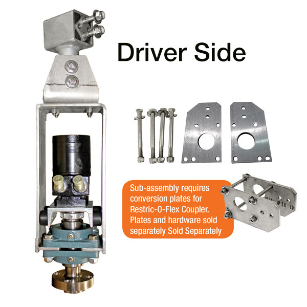 Wrap Straight Arm Hydraulic Flex-Coupler Assembly with 4in Extension, Driver Side