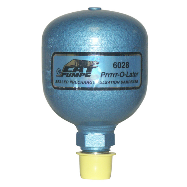 Pulsation Dampener, Port Inlet 1/2in MPT, 15GPM, Pre-charged 450PSI, 180°F, Steel, Cat Pumps 6028