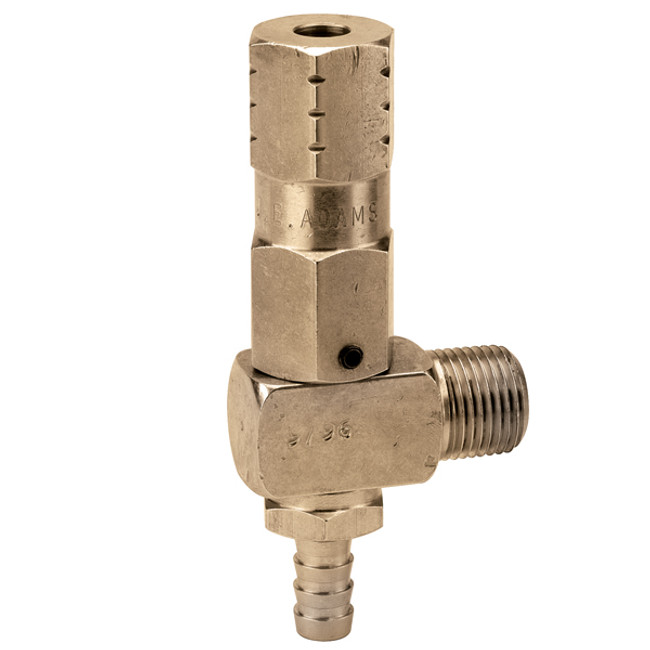 Safety Relief Valve, 1/2in MPT Inlet x 1/2in Barb Outlet, 7GPM, 2000PSI, 200°F, J.E. Adams 7424