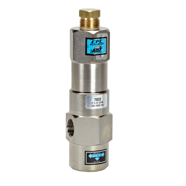 Pressure Regulator, 3/4in FPT Inlet, 3/4in FPT Discharge, 1in FPT Bypass, 35GPM, 3000PSI, 240°F, Cat Pumps 7032