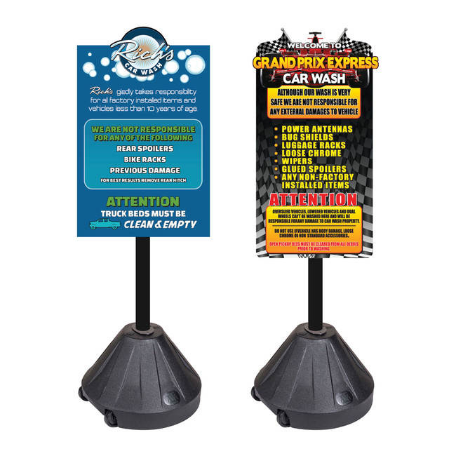 Disclaimer Sign with Roll Base, 30in x 48in, Mr. Foamer