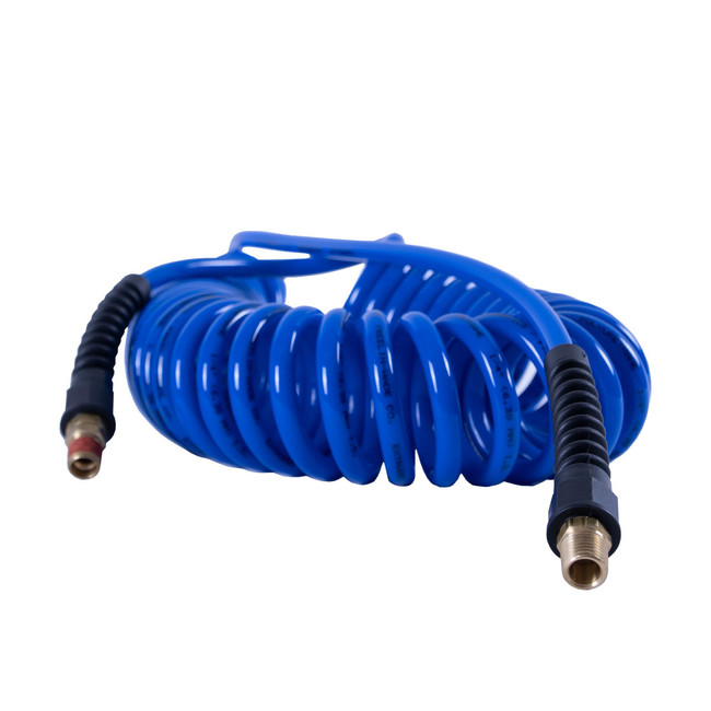 Coiled Hose, Polyurethane, 1/4in x 25ft, Blue, 848-21103