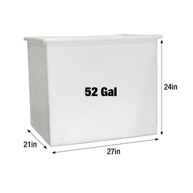 52-Gallon Open Top Rectangular Solution Tank No Lid, 27in L x 21in W x ...