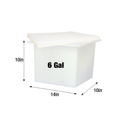 6-Gallon Open Top Rectangular Solution Tank with Lid, 10in L x 14in W x ...