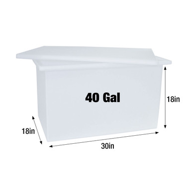 40-Gallon Open Top Rectangular Solution Tank with Lid, 30in L x 18in W ...