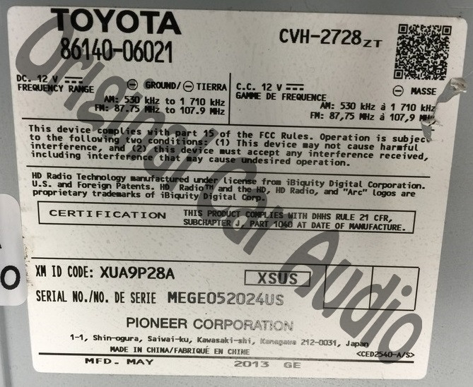 2013 Toyota Camry Touch Screen Radio CD Disc Player P10470 - CD4Car