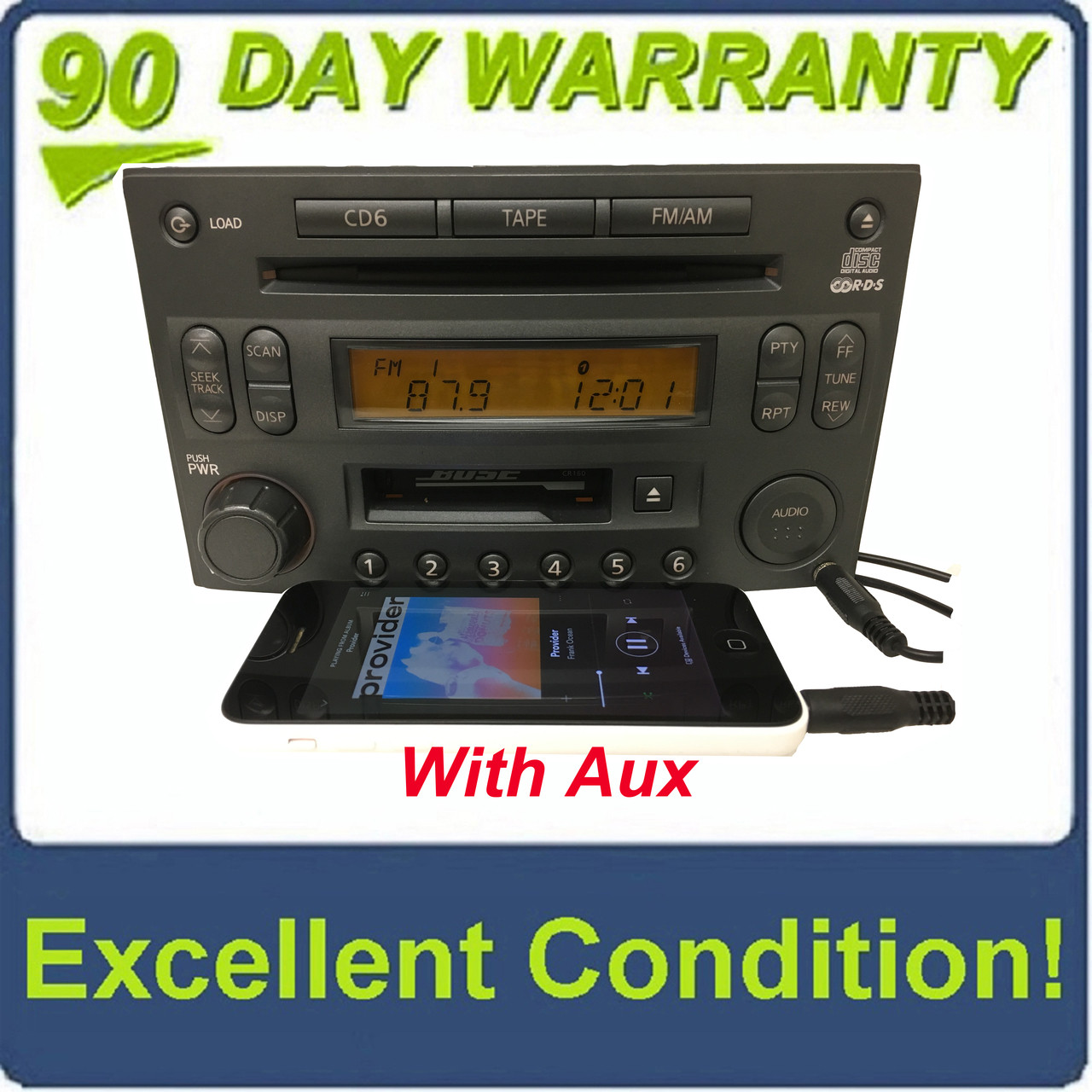 Nissan 350Z BOSE Radio Tape Stereo 6 Disc Changer MP3 CD Player CR160 ADDED  AUX