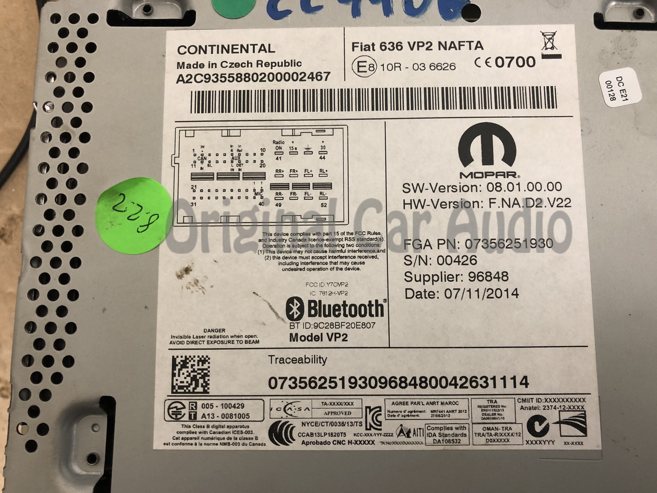 RT-98982ページ Ch313U) 2015 - 2017 Ram ProMaster City OEM 636 VP2 NAFTA Touch