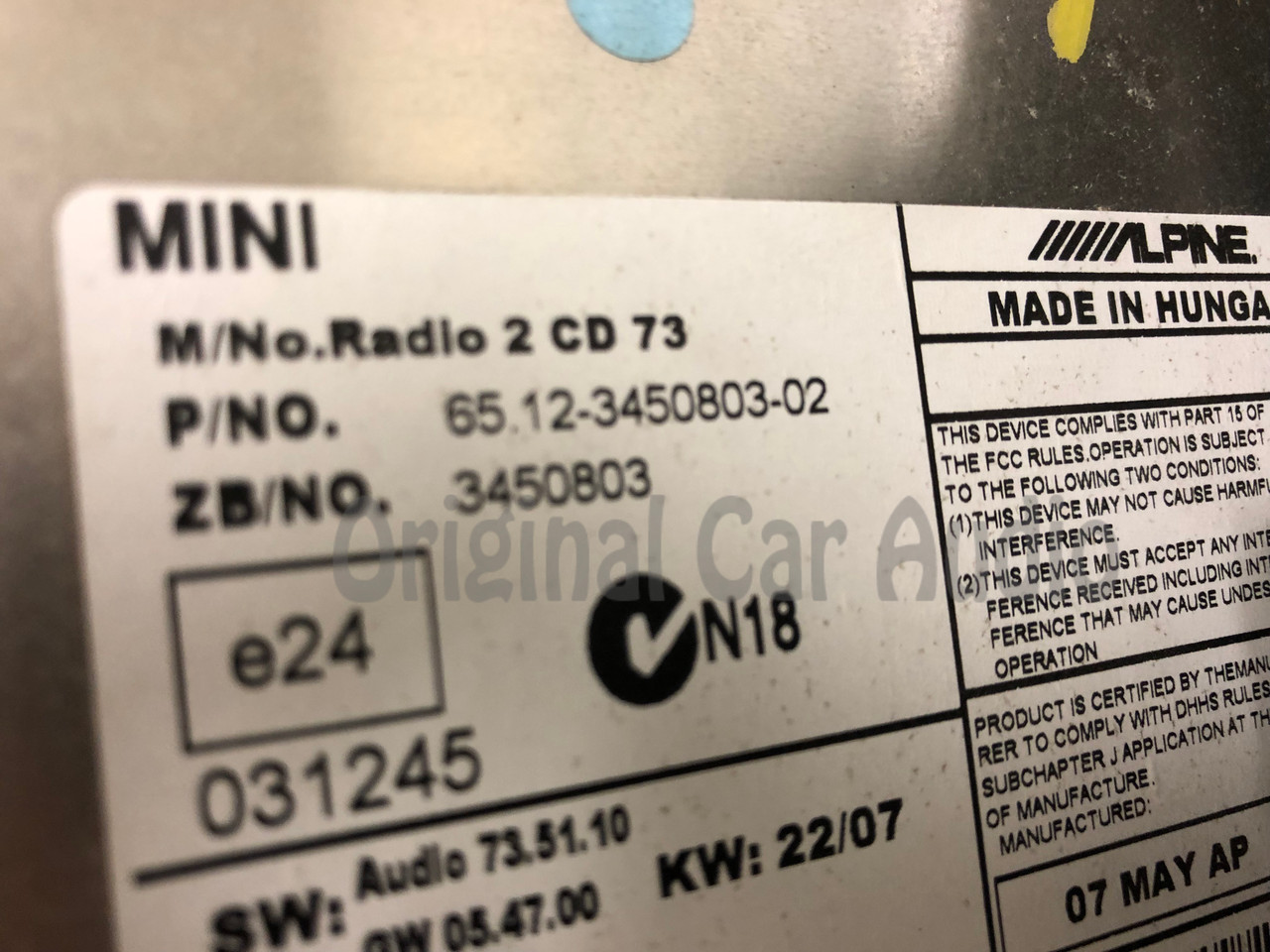 Autoradio Mini Cooper Boost CD 65.12- 3452681 Alpine