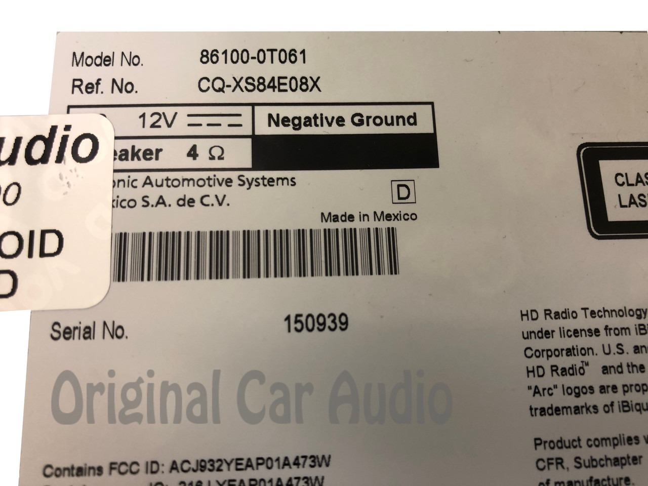 To510020U) 2014 - 2017 Toyota Venza OEM Touch Screen Navigation CD
