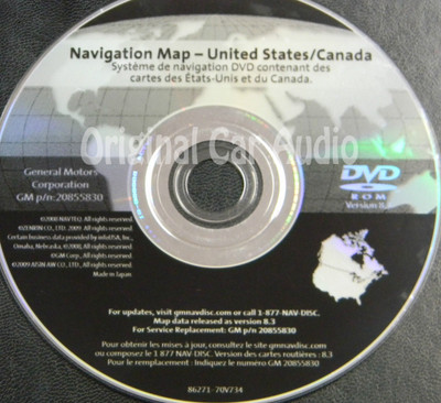 GM Satellite Navigation System CD 20855830 Version 8.3