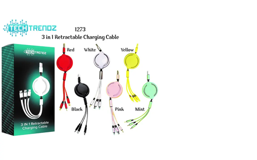 Tech Trendz 3 in 1 Retractable Charging Cable