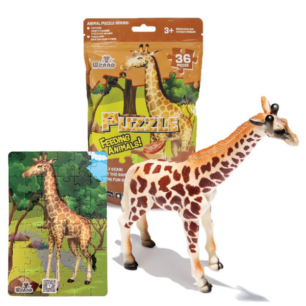 Giraffe Figurine and Puzzle Set