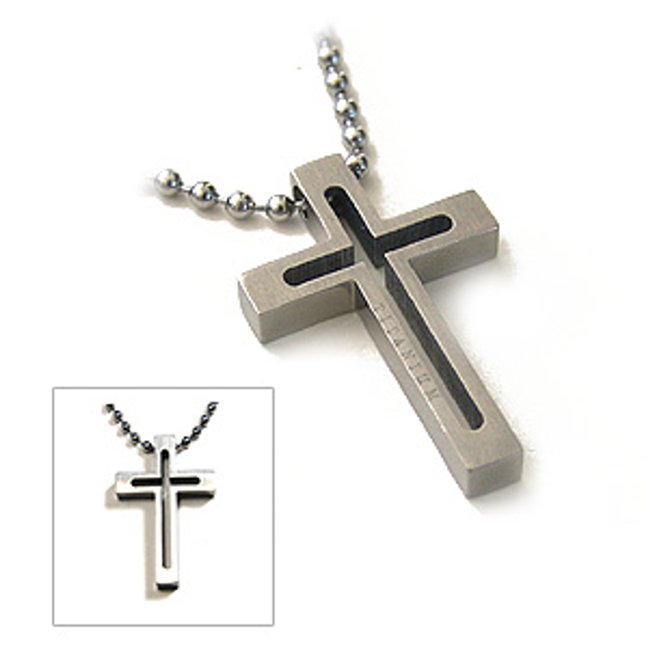 Men's Titanium Classic Open Cross Pendant Necklace