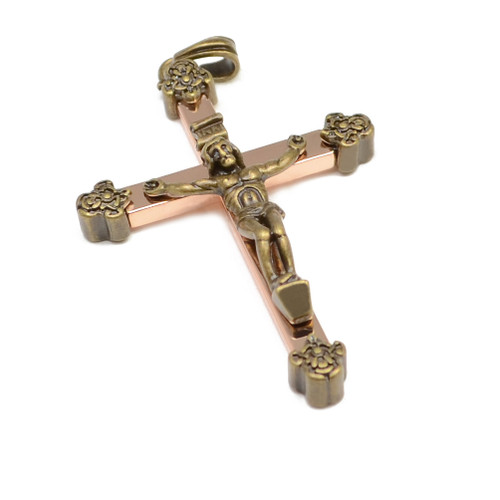 Men's Hematite Crucifix Cross Pendant Necklace