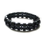 Men's Magnetic Hematite Dual Strand Beaded Fashion Bracelet 8.5"